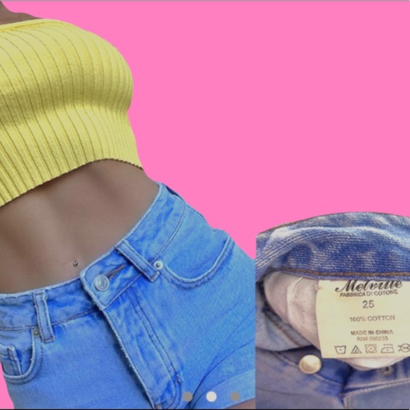 Brandy Melville High Waisted Light Wash Denim Short - Picture 2 of 3